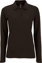 SOLS Dames/dames Perfecte Lange Mouw Pique Polo Shirt (Zwart)
