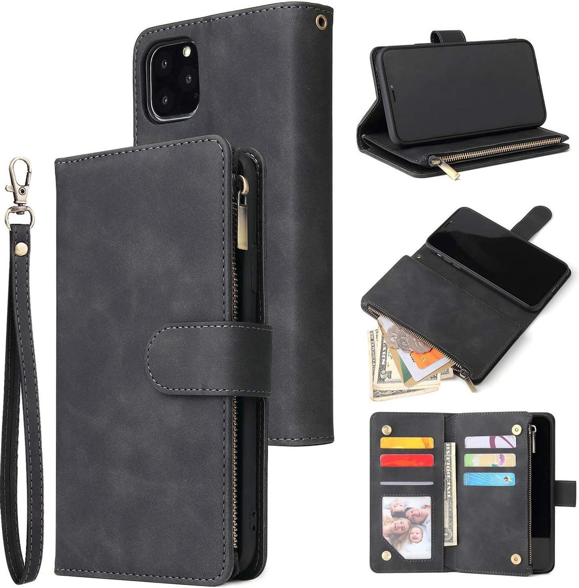 Geschikt voor Apple iPhone 11 Pro Bookcase - Zwart - Portemonnee hoesje