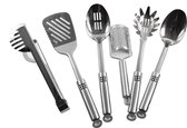 Kookgerei set - Set Keukengerei - spaghettivork - Opscheplepel - Kaasrasp - Schuimspaan - barkspaan- Pastatang -  RVS Kookgerei set