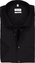 Seidensticker regular fit overhemd - korte mouw - zwart - Strijkvrij - Boordmaat: 48