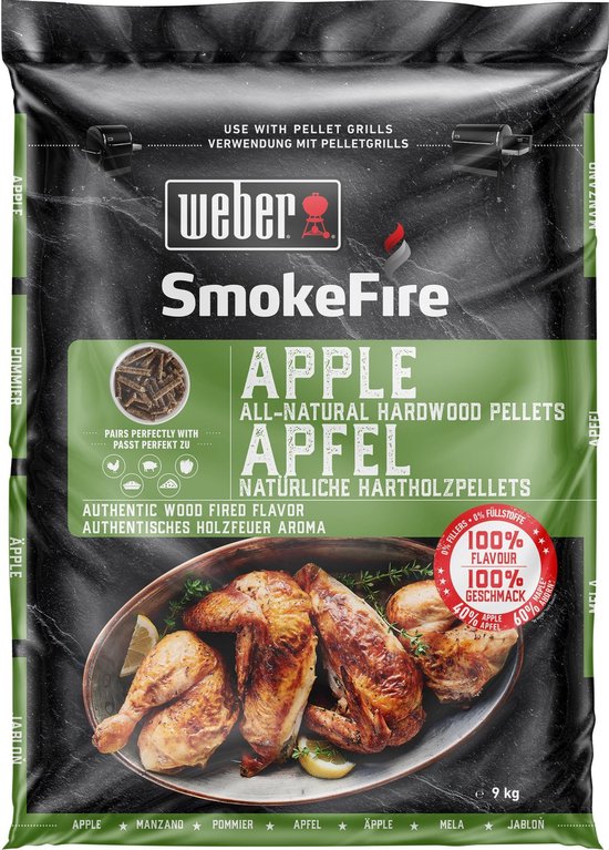 Weber Wood Pellets Apple - SmokeFire Hardhout pallets 9KG Appel | bol.com