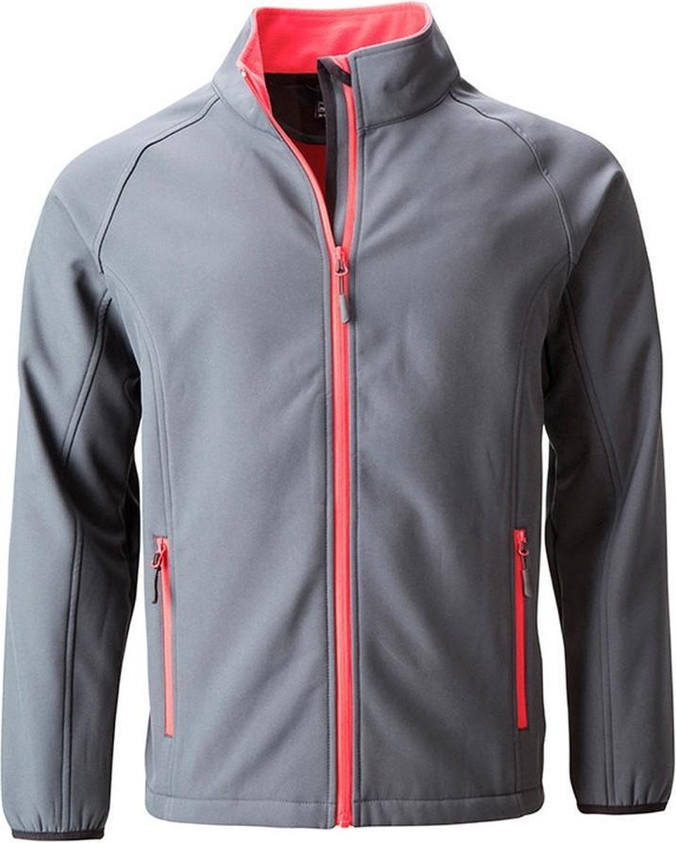 James and Nicholson Heren Promo Softshell-jasje IJzergrijs Rood