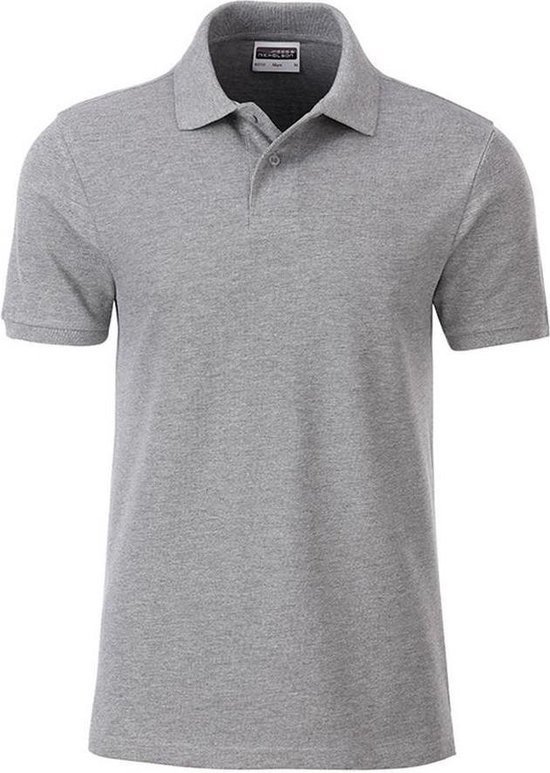 Grijze heren polo met korte mouwen en knoopjes