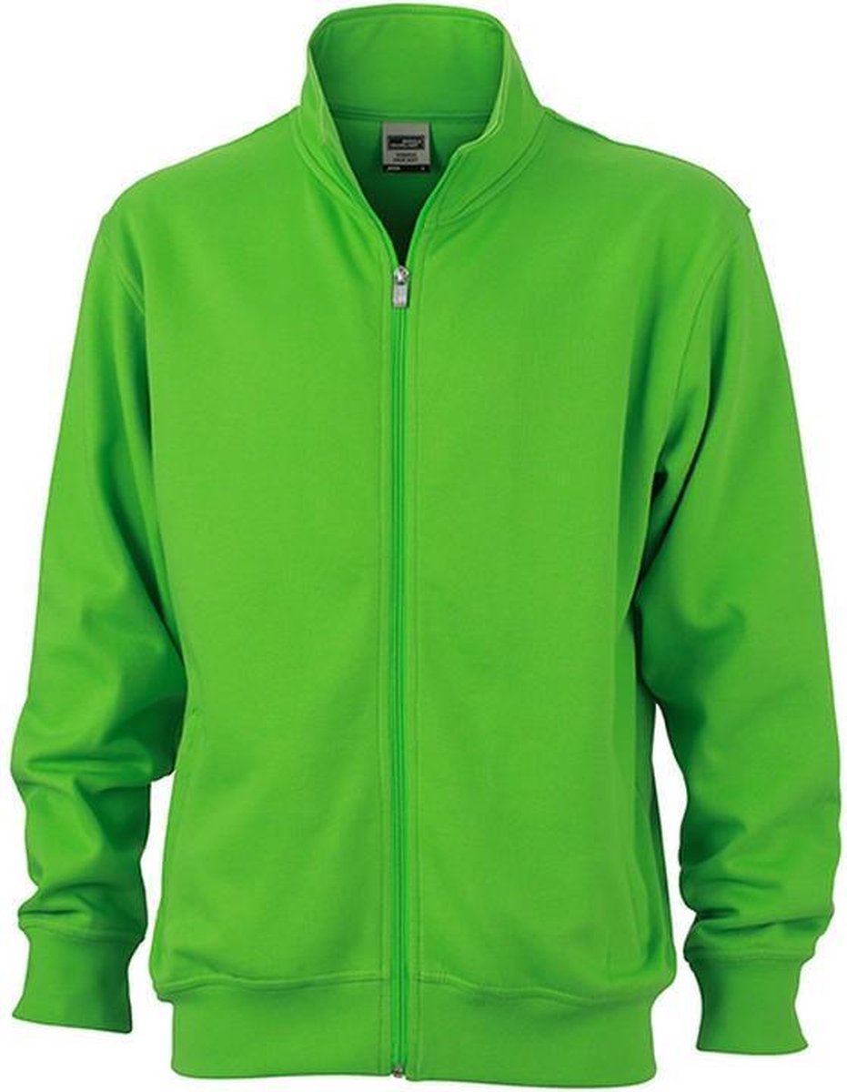 James and Nicholson Unisex Workwear Sweat Jacket Kalk Groen