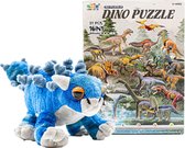 Dinosaurus Knuffel , Pluche Ankylosaurus, 28 cm lang incl. Dino puzzle 3D , speelgoed set