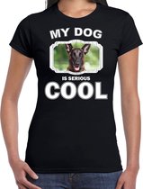 Mechelse herder honden t-shirt my dog is serious cool zwart - dames - Mechelse herders liefhebber cadeau shirt M