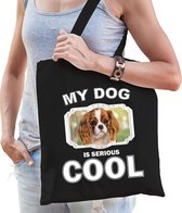 Dieren Cavalier king charles-spaniels tasje katoen volw + kind zwart - my dog is serious cool kado boodschappentas/ gymtas / sporttas - honden / hond