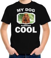 Spaniel honden t-shirt my dog is serious cool zwart - kinderen - Spaniels liefhebber cadeau shirt M (134-140)