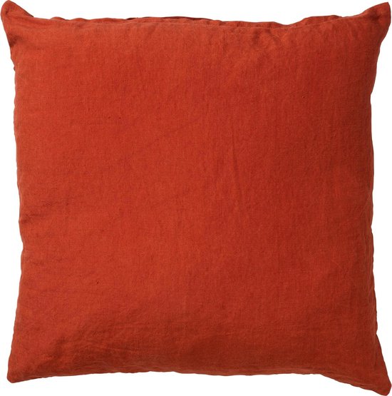 Dutch Decor LINN - Kussenhoes 45x45 cm - 100% linnen - effen kleur - Potters Clay - oranje - met rits