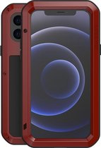Apple iPhone 12 Mini hoes - Love Mei - Metalen extreme protection case - Rood - GSM Hoes - Telefoonhoes Geschikt Voor: Apple iPhone 12 Mini
