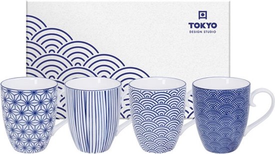 Tokyo Design Studio - Nippon Blue - Set de 4 mugs 380 ml - Emballé dans une  boîte... | bol.com
