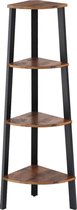 Hoekkast - Wandkast - Ladder kast  - 125cm x 34cm x 34cm - Vintage Bruin - Industrieel design metaal - zwart poedercoat - Woonkamer meubel - Hout - Gadgetpanda