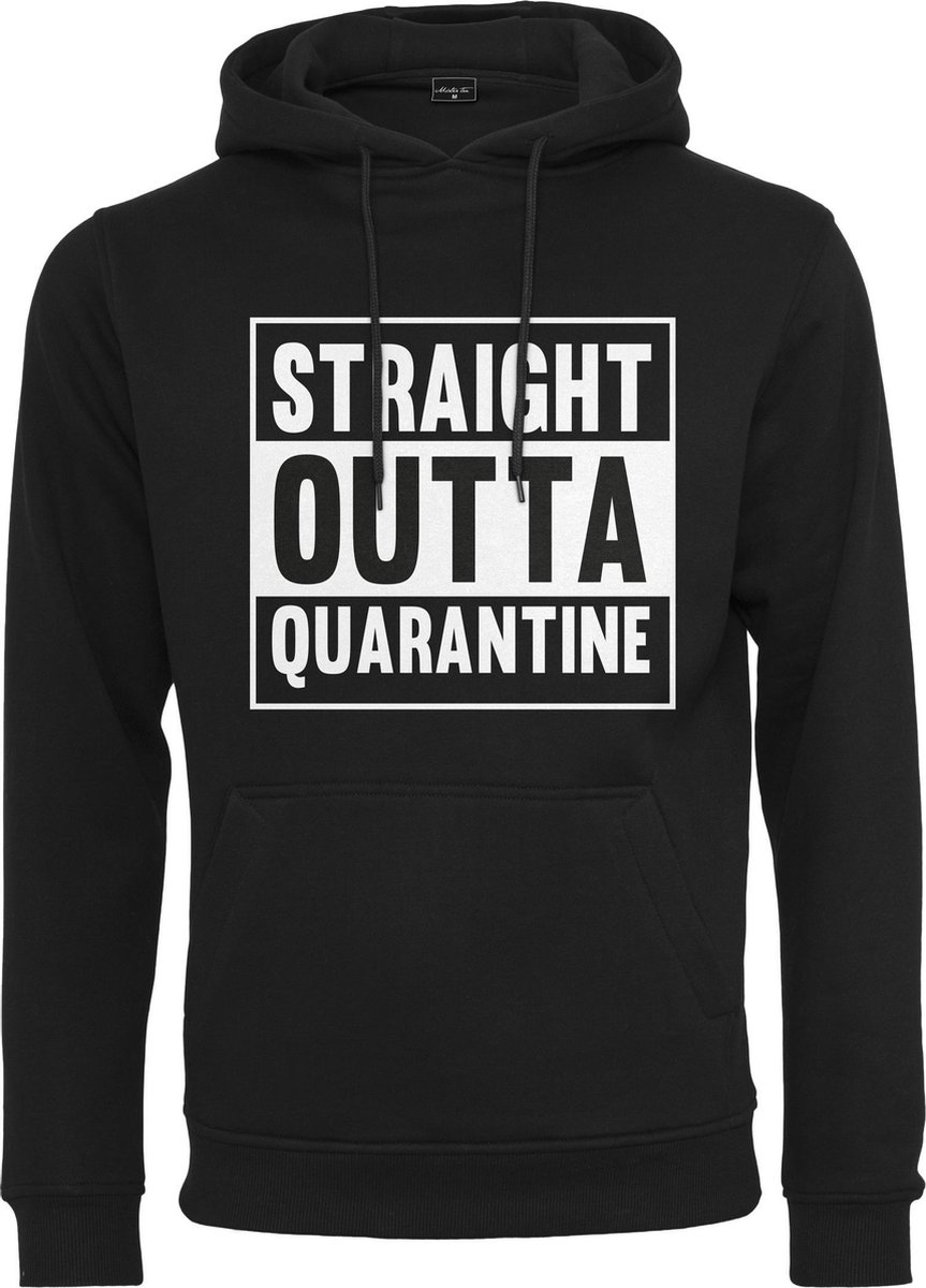Heren Straight Outta Quarantine Lock Down Urban Casual Modern Nieuw Corona Streetwear Hoodie Zwart