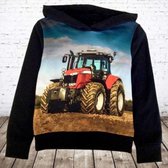 S&C Blauwe hoodie met rode tractor - 146/152