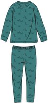 Woody pyjama jongens/heren - groen met wolf all-over print - wolf - 202-1-PLC-T/974 - maat 140