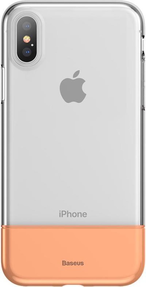 Hybride softcase en hardcase - iPhone X/Xs - transparant/goud - Baseus