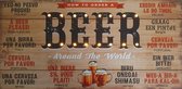 Wanddecoratie wandbord met lampjes Beer Around The World - Bier mancave verjaardag cadeau