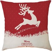 Kussenhoes - Kerst - Merry Christmas - Rendier - linnen - 45cm