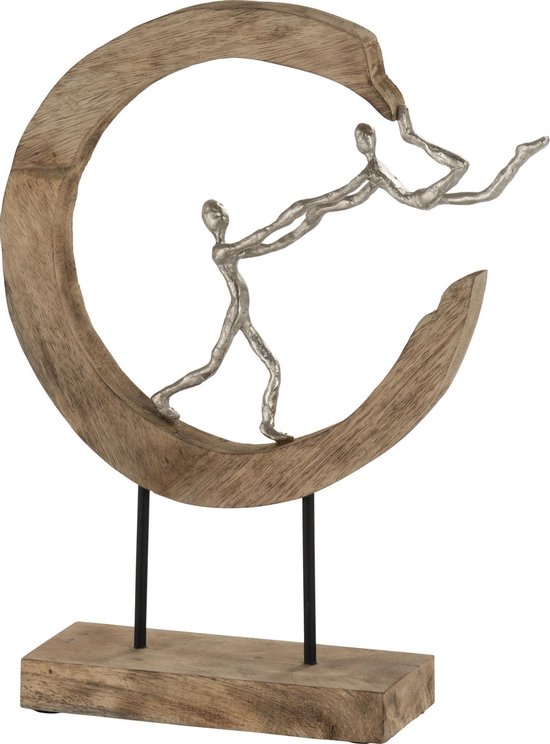 J-Line Figurine Pareja Fly Half Moon Mango Wood / Aluminium Naturel / Argent