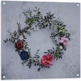 Tuinposter – Bloemenkrans - 80x80cm Foto op Tuinposter  (wanddecoratie voor buiten en binnen)