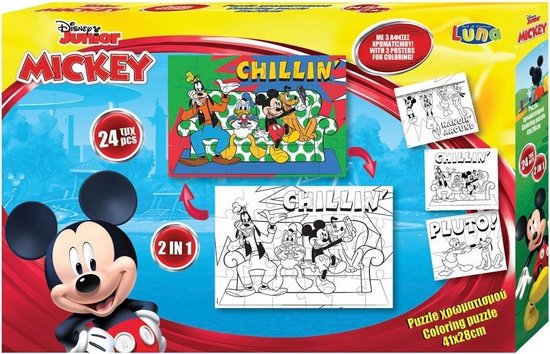 Luna Legpuzzel/kleurplaat Mickey Mouse Karton 24 Stuks | bol.com