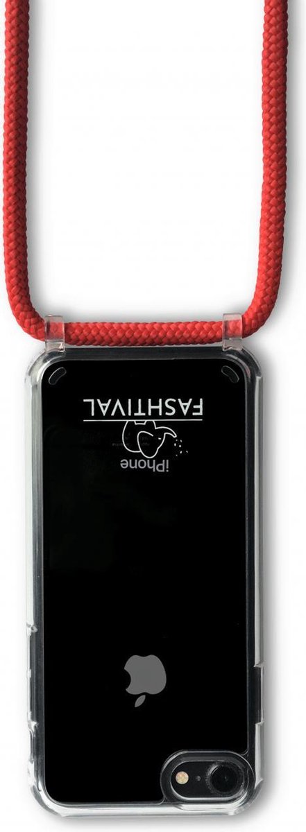 iPhone XR Telefoonhoesje met koord - Rood - Telefoonkoord - Telefoonketting - Telefoontasje - Backcover met koord