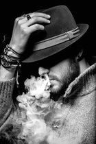 Mysterious smoking man 120 x 80  - Dibond