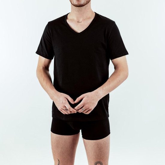 T-Shirt V-Hals Underwear Zwart Giuliano Uomo Heren Ondershirt Maat M