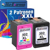 PlatinumSerie® voordeelset 2 Cartridge/Patronen compatibel voor HP 302 XL Black & Color met chip zodat de vulstand het weer doet