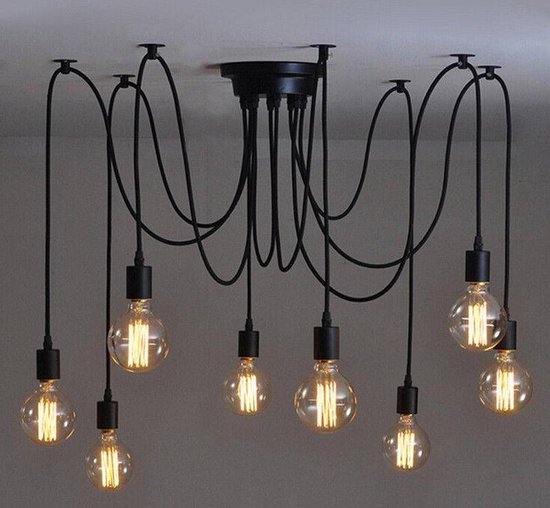 Industriële hanglamp, plafondlamp in industrieel design met 8 lampen | bol. com