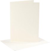 Kaarten en enveloppen, afmeting kaart 12,7x17,8 cm,  220 gr, off-white, 4sets, afmeting envelop 13,3x18,5 cm