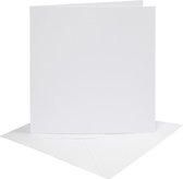 Kaarten en enveloppen, afmeting kaart 15,2x15,2 cm,  230 gr, wit, 4sets, afmeting envelop 16x16 cm
