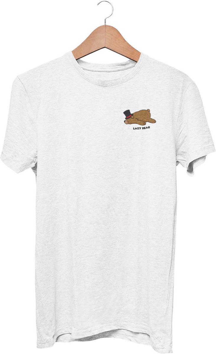 The lazy Bear | Top Hat | T-Shirt | White | 2XL