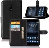 Nokia 6 Hoesje Wallet Case Zwart