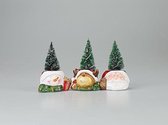 Kerst beeldjes met LED - Rendier / Sneeuwpop / Kerstman - Kunststof - Set van 2 - Assorti
