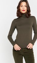 LOLALIZA T-shirt met rolkraag - Khaki - Maat XL