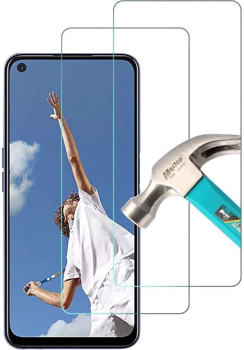 Screenprotector Glas - Tempered Glass Screen Protector Geschikt voor: Oppo A52 - 2x