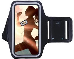 Sport / Hardloop armband Geschikt Voor: iPhone XS / XR / X / 8 / 7 / 6S / 6 Samsung Galaxy S3 / S4 / S5 / S6 / S7 / S8 / S9 / S10 - Verstelbaar Draaibaar - Makkelijk met Oordopjes / Koptelefoon - Joggen , Fietsen , Sportschool etc. Zwart