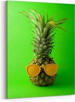 Schilderij - Pineapple with sunglasses as human face — 70x100 cm