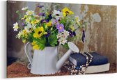 Schilderij - Stilleven met een mooie bos bloemen — 100x70 cm