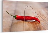 Schilderij - Cookie cutter heart and chili pepper — 90x60 cm