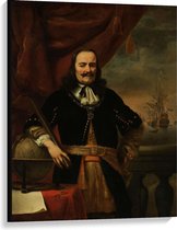 Canvas  - Oude meesters - Michiel de Ruyter als luitenant, Ferdinand Bol - 75x100cm Foto op Canvas Schilderij (Wanddecoratie op Canvas)