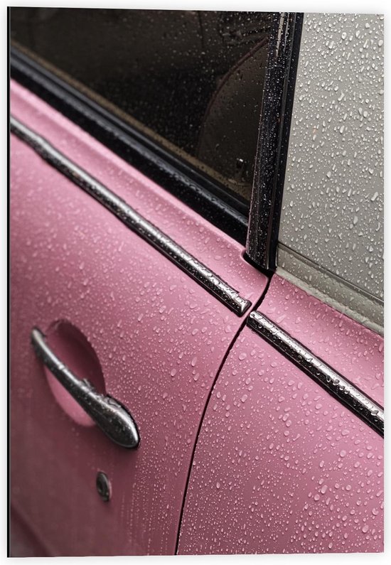 Dibond - Roze Autodeur  - 40x60cm Foto op Aluminium (Met Ophangsysteem)
