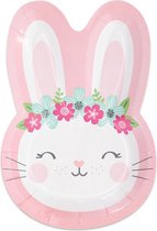 Witbaard Bordjes Birthday Bunny 23 Cm Karton Roze/wit 8 Stuks