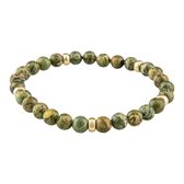 Armband natuursteen: Green Jaspis Light 6 mm & 14kt goud