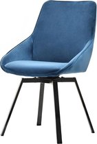 Maison´s stoel – Stoel – Stoelen – Eetkamerstoel – Eetkamerstoelen – Kuipstoel – Kuipstoelen – Blauw – Zwarte poten – Draaiende stoel – Eetkamerstoelen set van 2