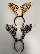 Feestaccessoires: diadeem met hertengewei (dierenprint) - set van 2 stuks (divers)