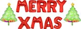Ballonnenset Kerstmis - MERRY XMAS + 2 ballonnen KERSTBOOM - Feestdecoratievoorwerp