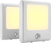 2 x stopcontact lampje met bewegingssensor – plugin ledlamp – Nachtlampje -  warm licht – dimbaar