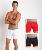 Under Armour KATOEN STRETCH 6 "BOXERJOCK 3 PACK WIT / ROOD / ZWART - Maat M